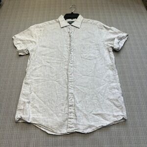 Rodd & Gunn 100% Linen Short Sleeve Shirt Large Sports Fit Button Up Shirt Gray